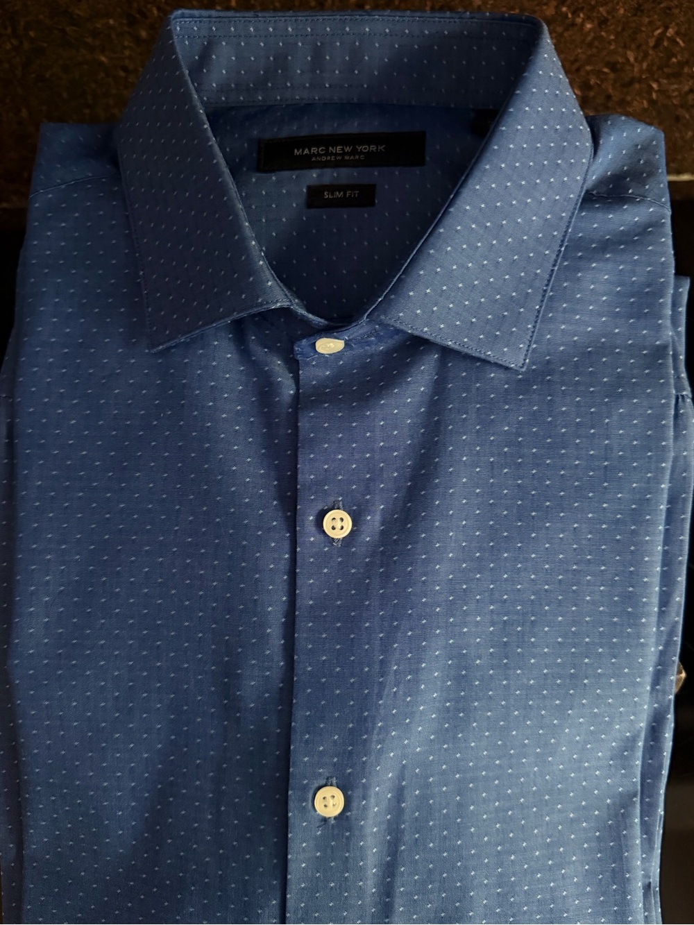 Marc New York Slim Fit Blue Dot Dress Shirt Men’s 34/35 Long Sleeve